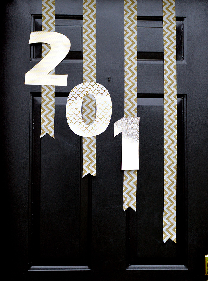 Glue-Dots-New-Years-Door-Decor-attach-numbers