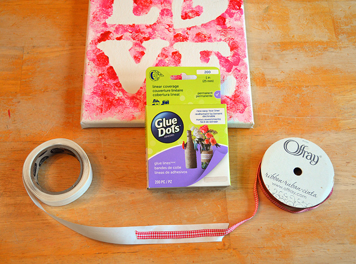 Glue-Dots-LOVE-canvas-adhere-ribbon