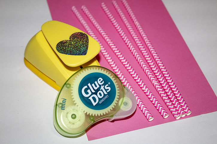 Glue-Dots-Valentine-Straws-supplies