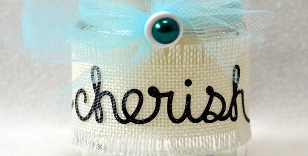 Glue Dots "Cherish" Candle Jar by Grace Tolman