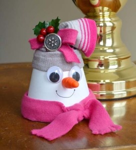 Glue Dots Snowman Flower Pot