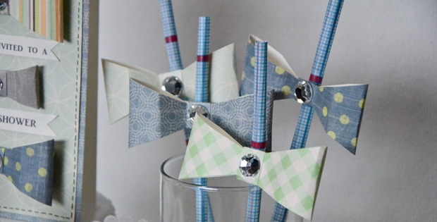 Bow Tie Baby Shower - Straw Accents