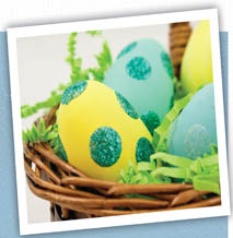 Wooden Easter Eggs with Glitter & Glue Dots