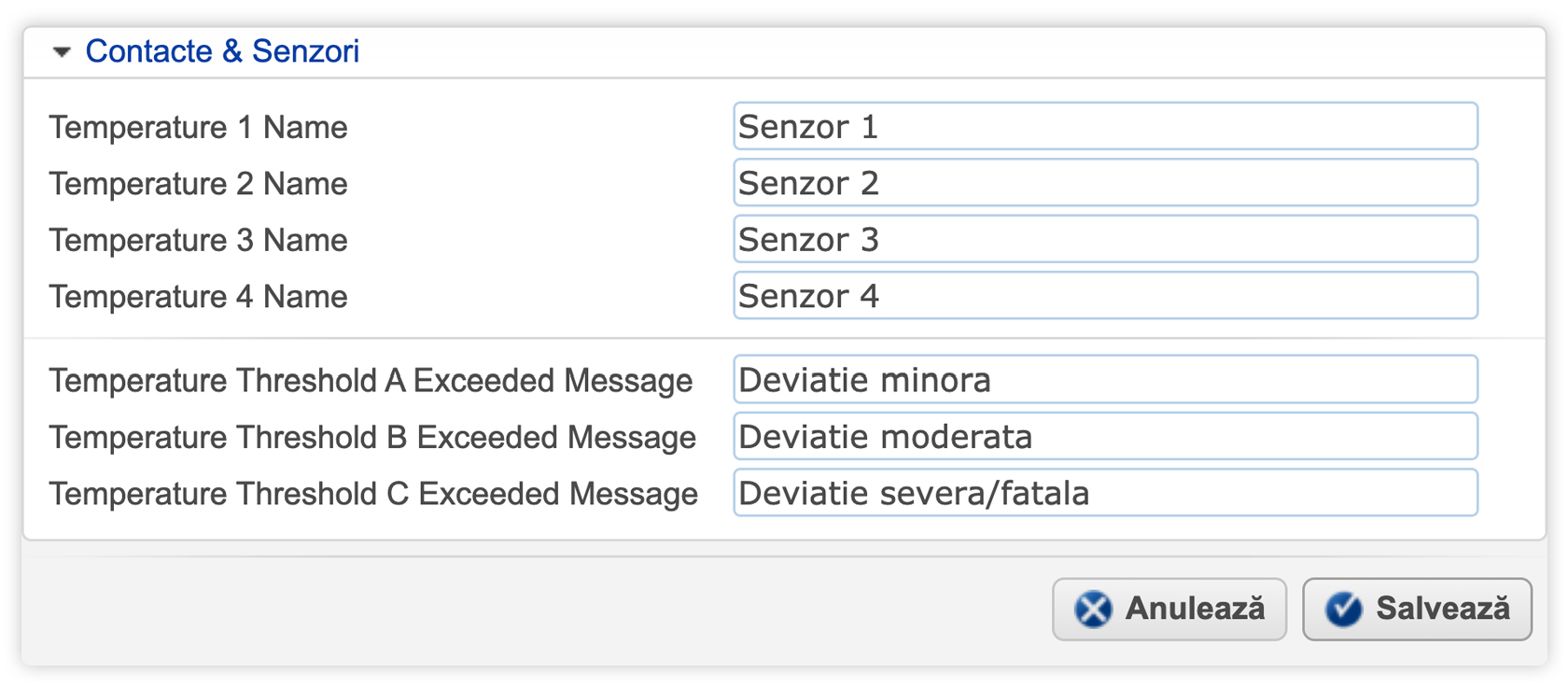 contacte si senzori temperatura, safefleet