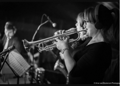 Brass players recording.