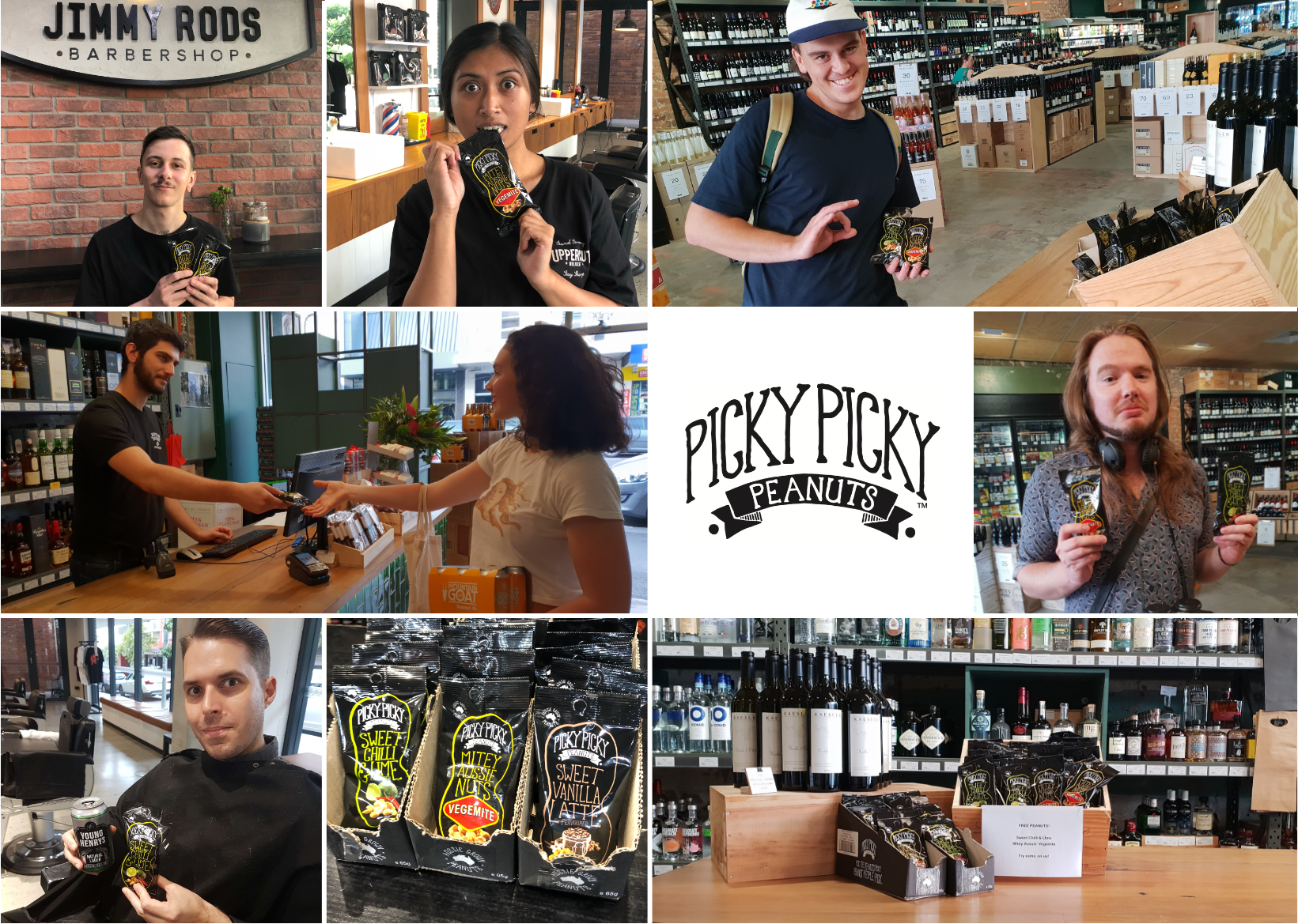 Snacking sampling via Gift with Purchase in Bottle Shops and Barbers around Australia