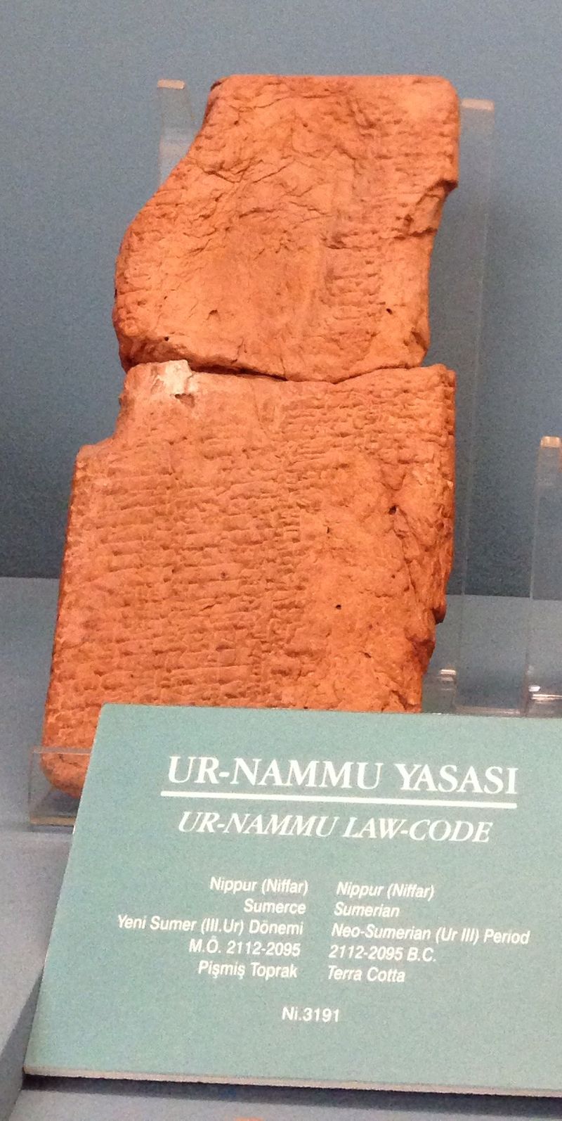 "Ur Nammu code Istanbul" by Istanbul Archaeology Museum - Own work. Licensed under CC0 via Commons - https://commons.wikimedia.org/wiki/File:Ur_Nammu_code_Istanbul.jpg#/media/File:Ur_Nammu_code_Istanbul.jpg