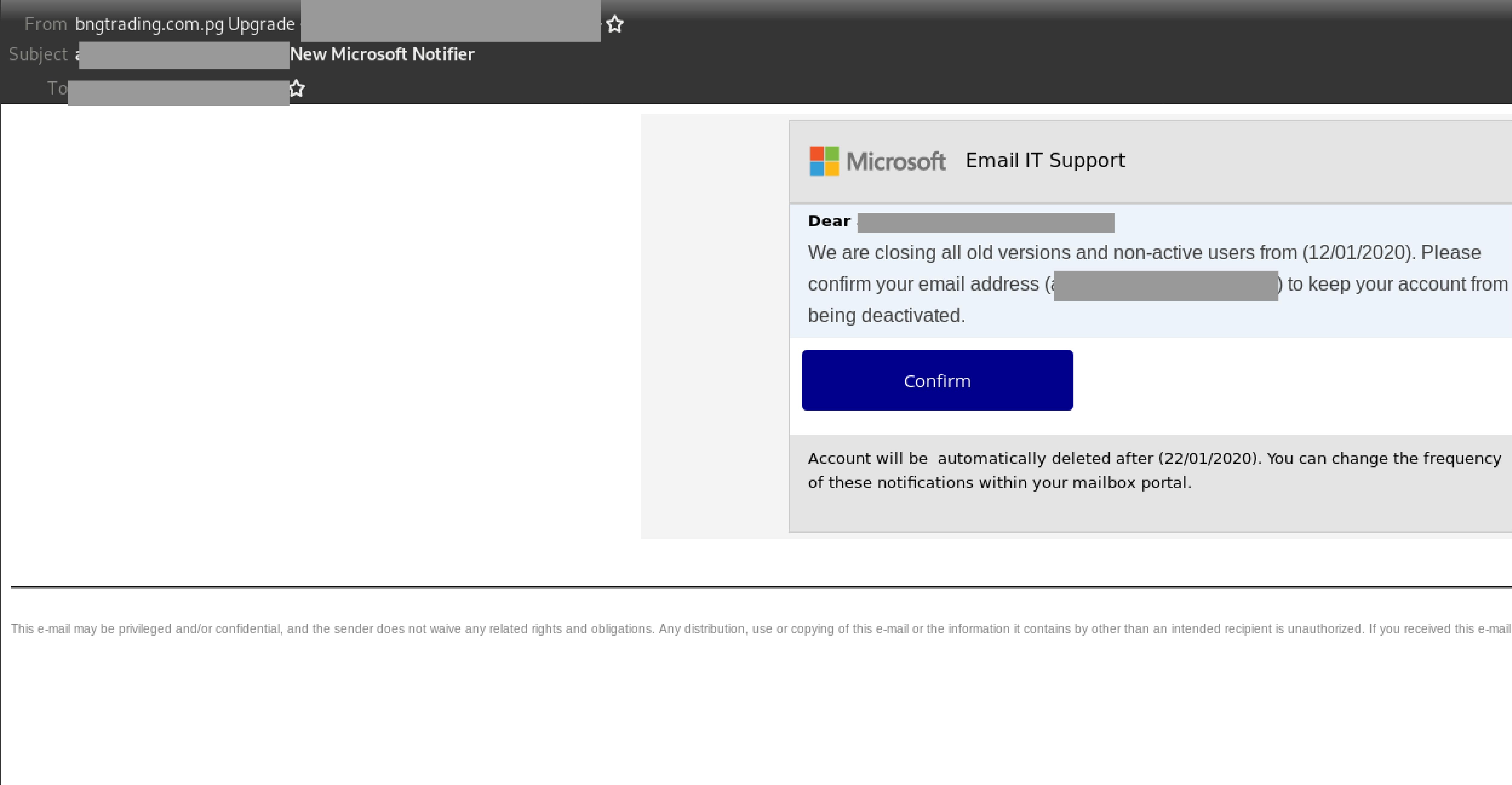 Fake Your Account Is Set To Close Microsoft Email Scam