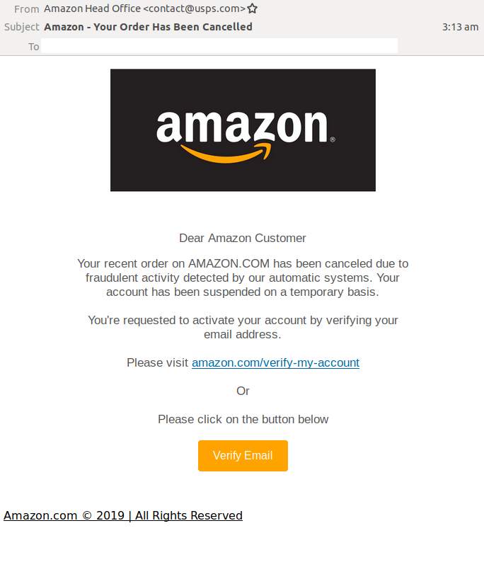 Email Scam Targets Amazon Store Online Shoppers
