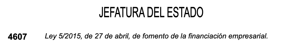 Encabezado ley Fomento Financiación Empresarial