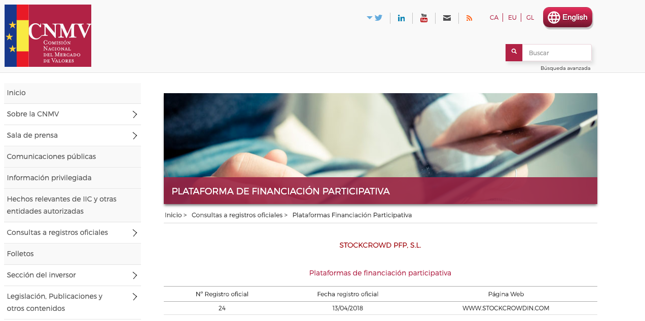 página interna cnmv