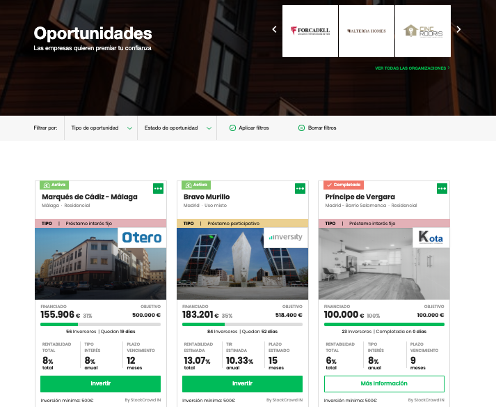 widgets oportunidades inversión
