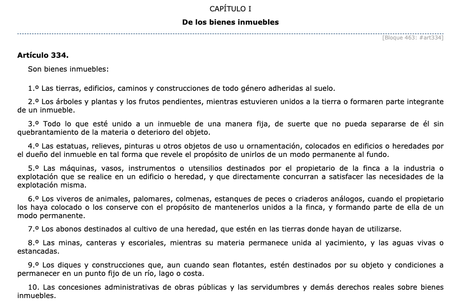 enumeración bienes inmuebles código civil