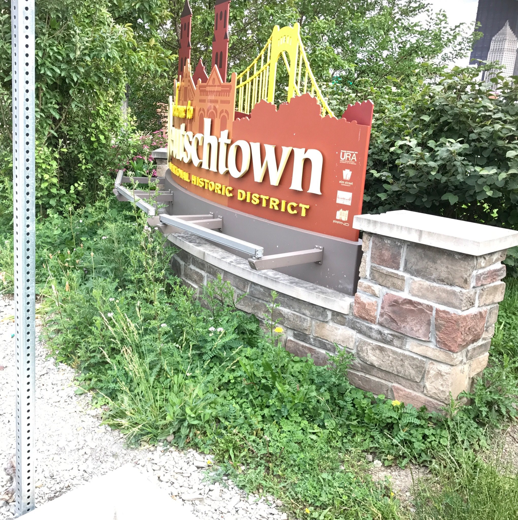 This is the sign at the entrance of Deutschtown, a Pittsburgh neighborhood on the city's North Shore.