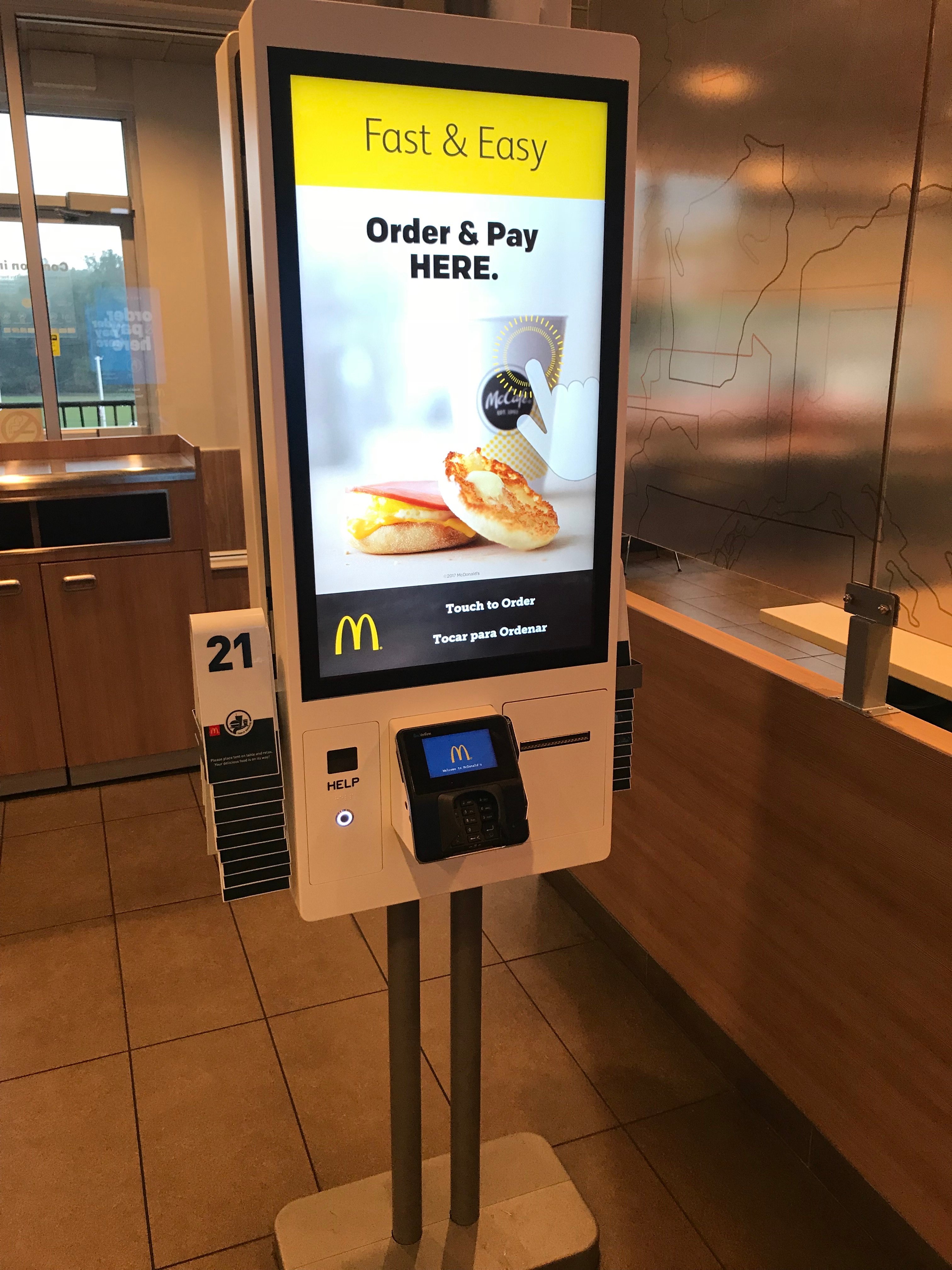 McDonald's fast food kiosk designed to take customer orders