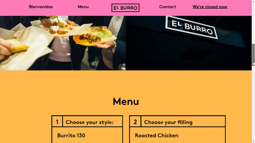 Gif of El Burro home page