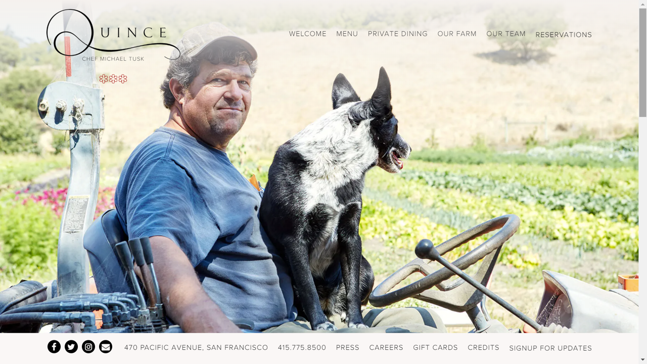 Picture of Quince website "Our Farm" page