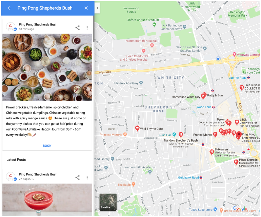 Restaurants in google maps