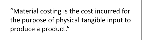 Definition of Material costing