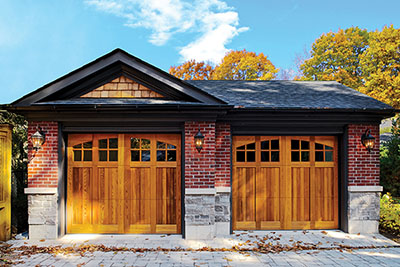 Raynor_Richards Wilcox wood overlay garage doors. Rockwood design.