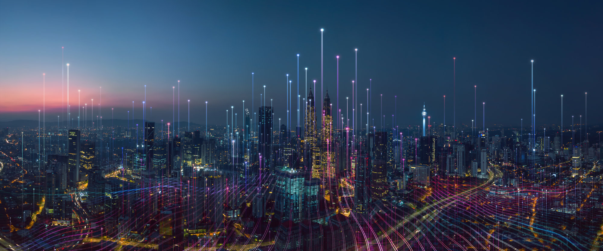 cityscape with data