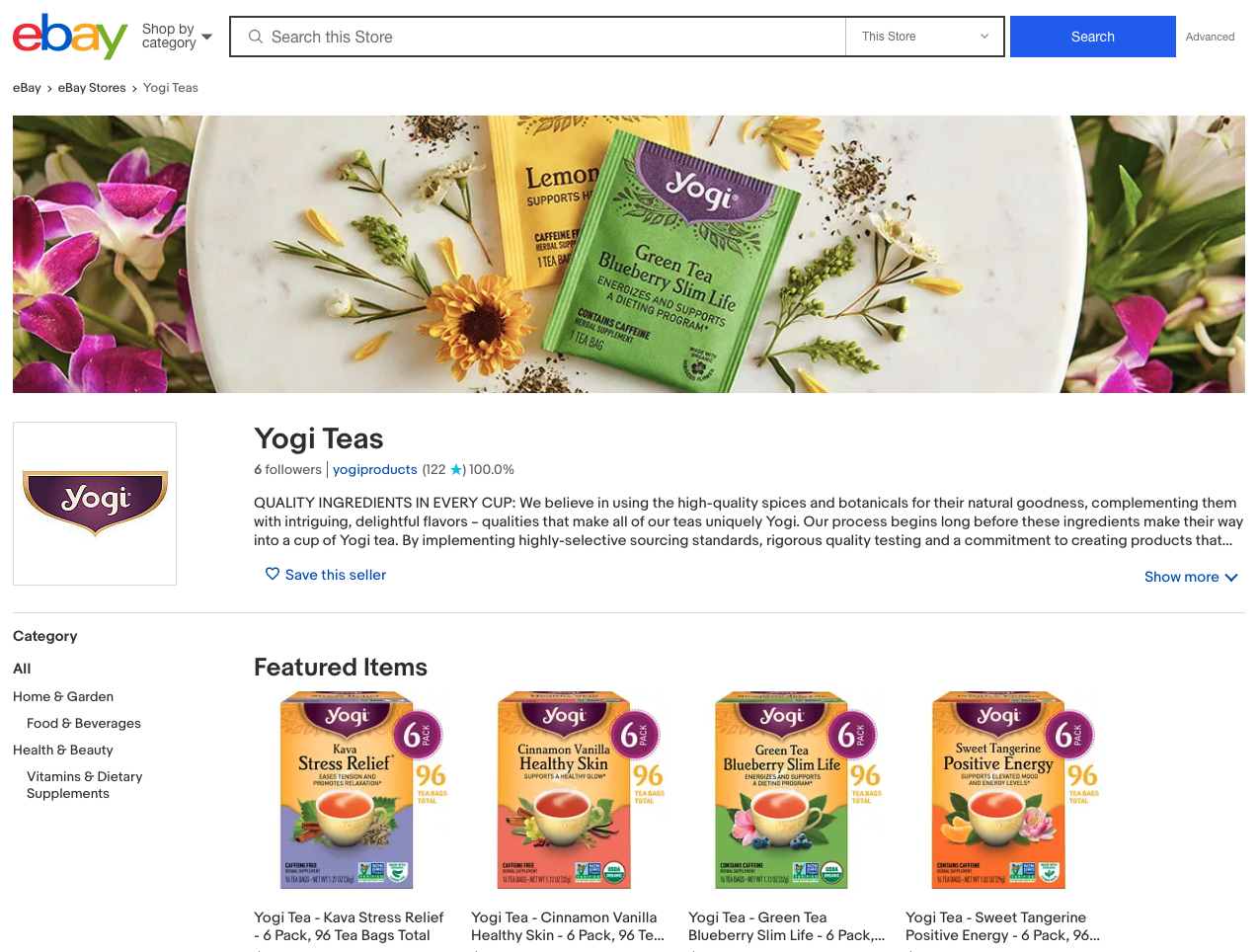 eBay offers customized storefronts to brands, and Pattern's eBay experts helped our brand Yogi Tea create a great product storefront on eBay.