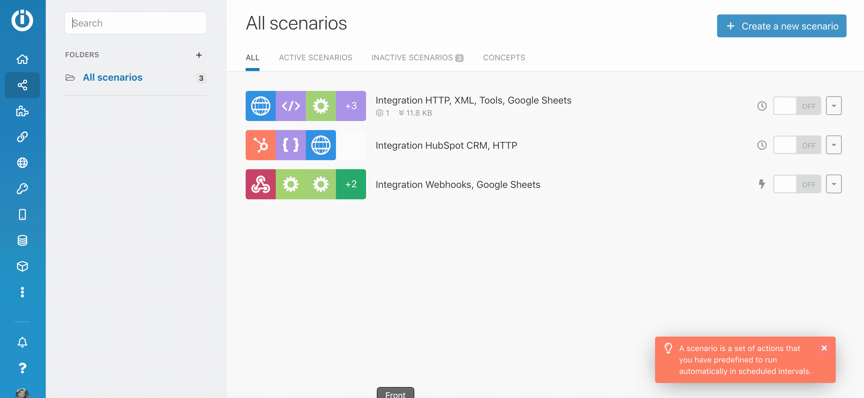 Create Integromat Scenario
