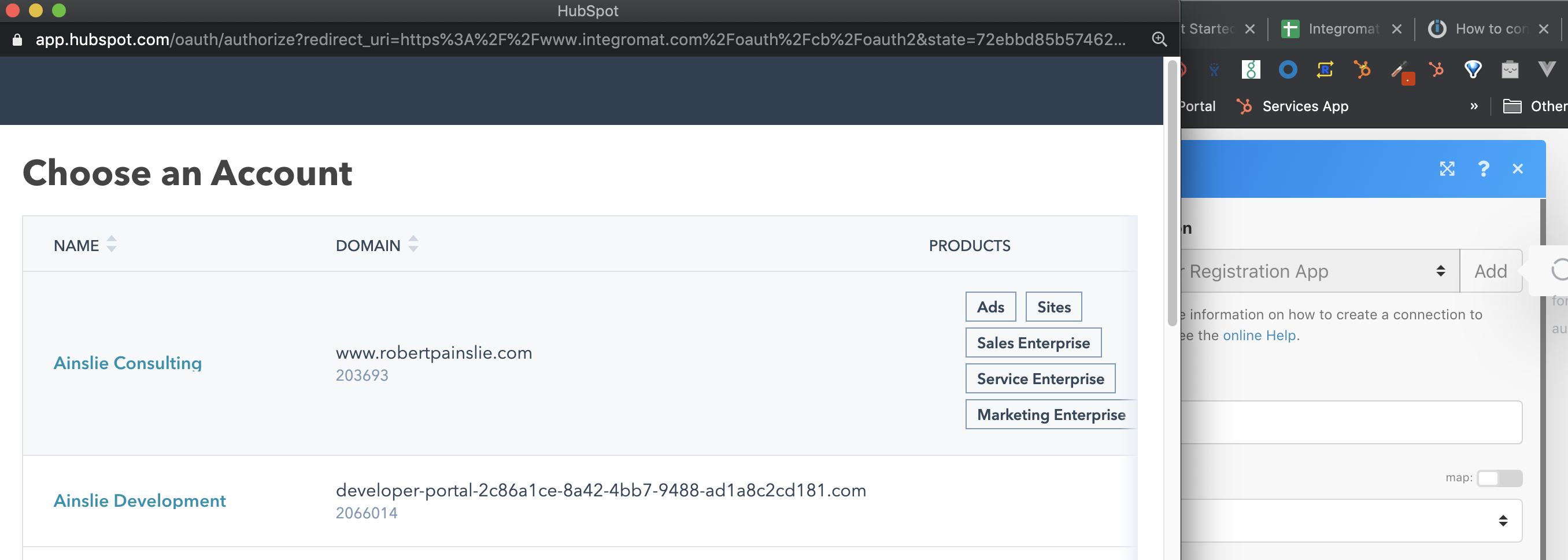 HubSpot Portal picker