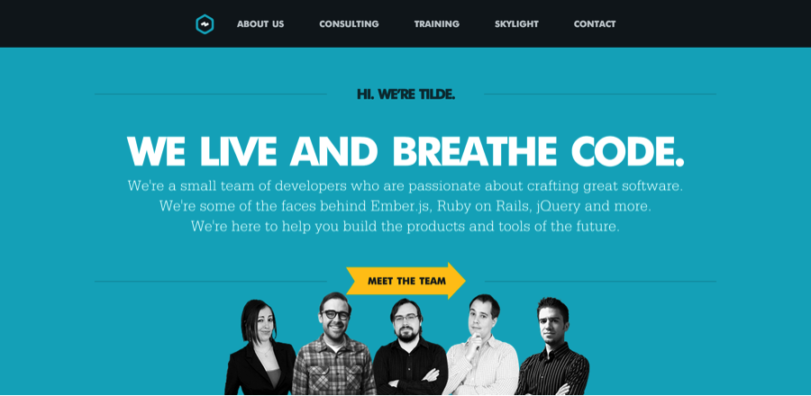 Tilde website with well-designed headings“style=