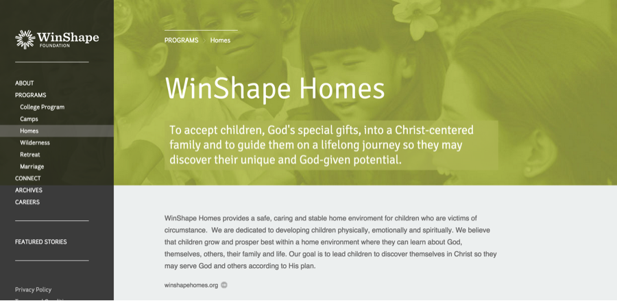 Trang web WinShape sử dụng thiết kế trang nhất quán để cải thiện trải nghiệm người dùng