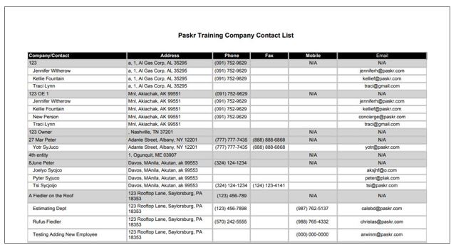 Company Contact List