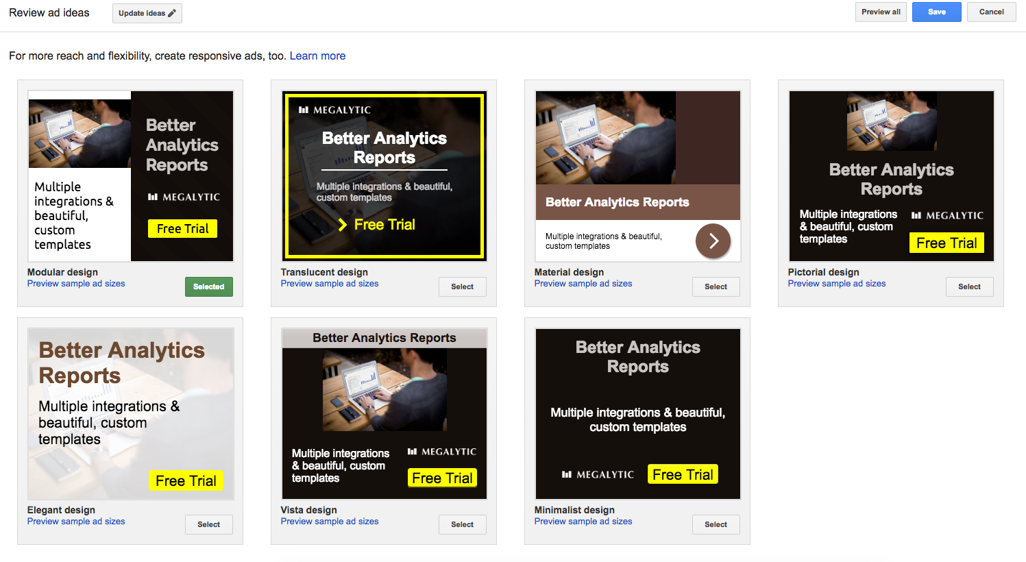 Maintenance of Google Display Ads Examples