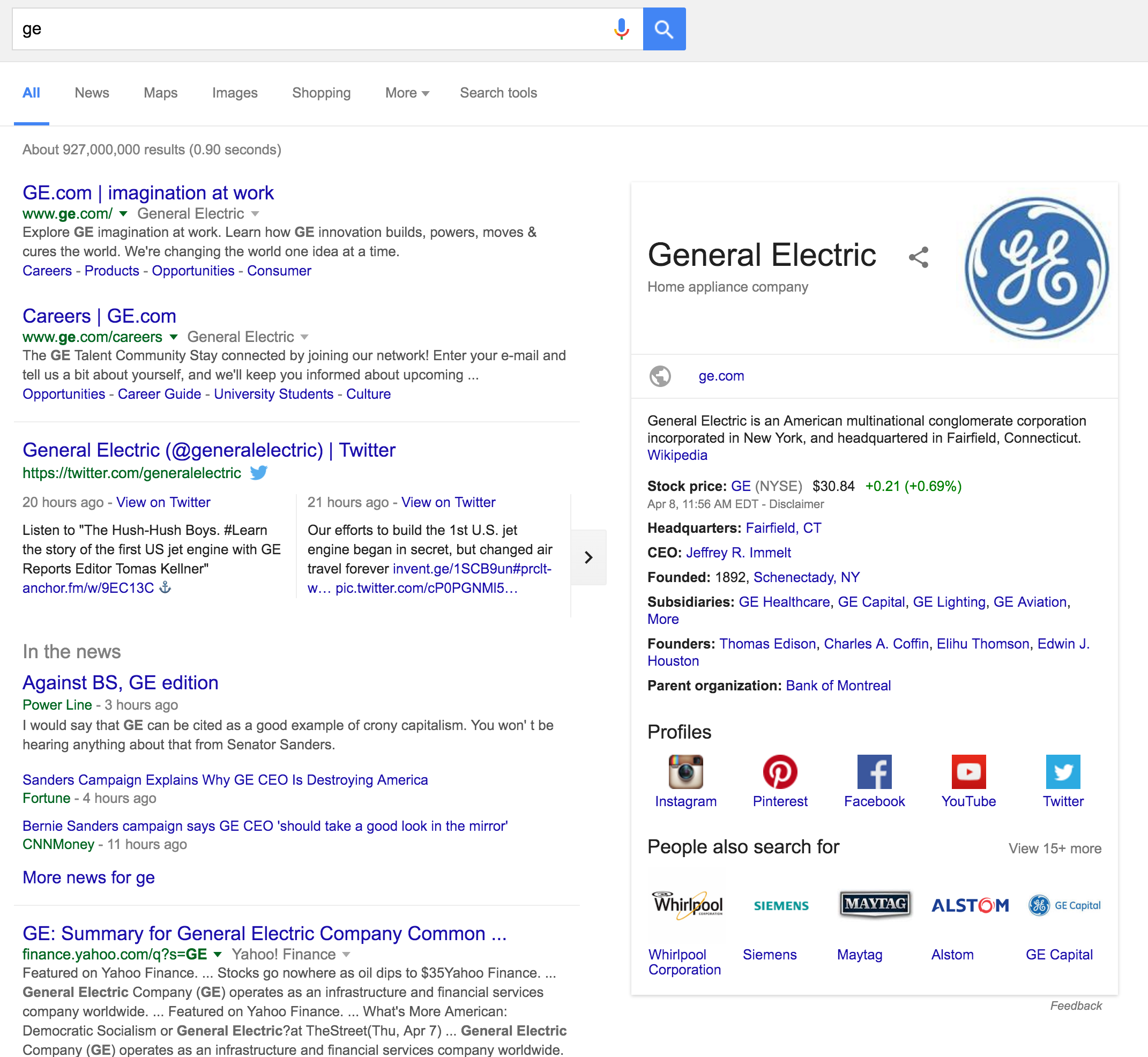  Example of a company with "full SERP real estate coverage" on Google.