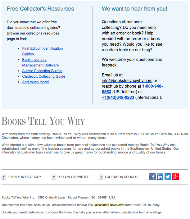  Books Tell You Why email newsletter example