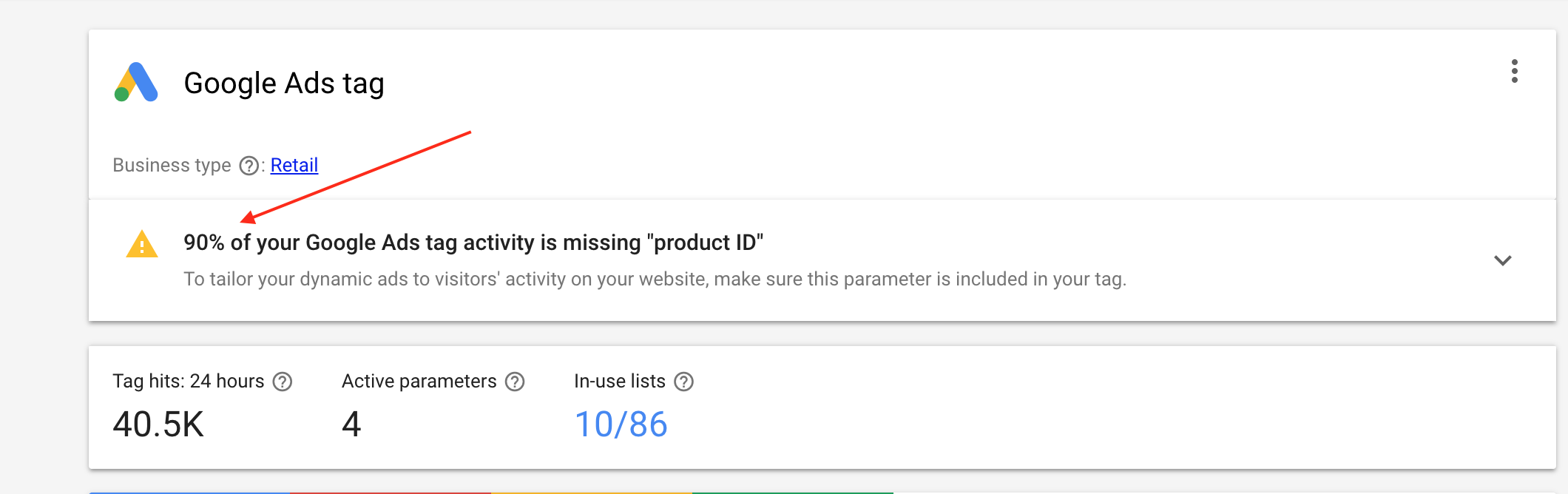 90% of your Google Ads tag activity is missing "product ID"