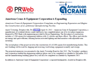 American Crane's Expansion (April 2013)