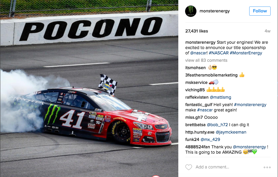 NASCAR SHAKES UP SPORTS SPONSORSHIP WITH MONSTER ENERGY DEAL