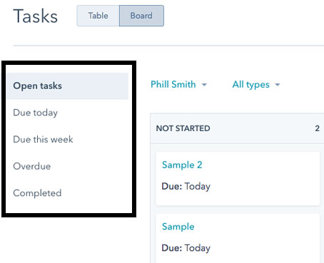 Tasks Due Date Tasks Due Date