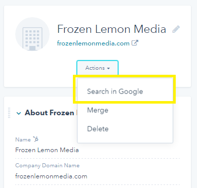 Search for Company in Google from the Contact Record Search for Company in Google from the Contact Record