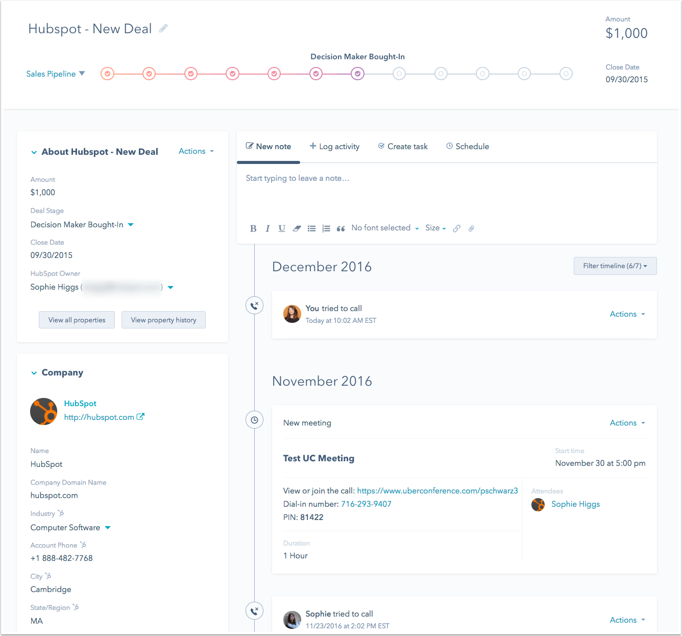 Deals Contact Timeline Deals Contact Timeline