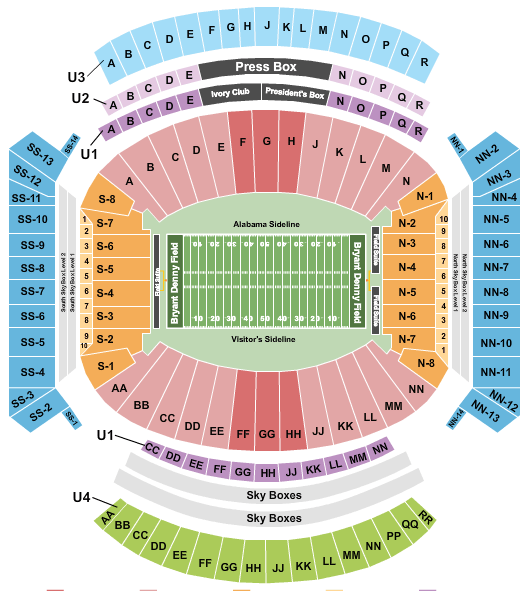University Of Alabama Football Stadium Seating Chart