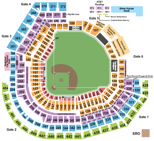 busch stadium gate map Busch Stadium Seating Chart Rows Seats And Club Seats