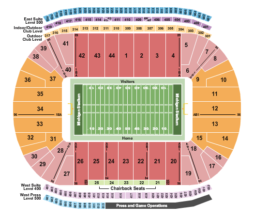 Michigan Stadium Seating Chart Rows Seat Numbers And Club Seats