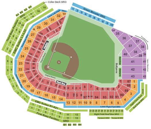 Fenway Park Seating Chart Rows Seats