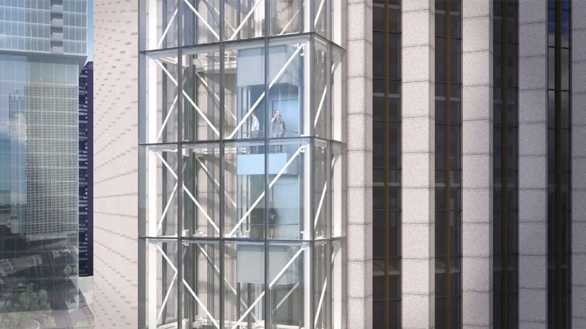 Aon Center Observatory glass elevator