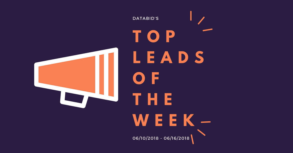 DataBid's Top Project Leads Of The Week (06/10/2018 - 06/16/18)