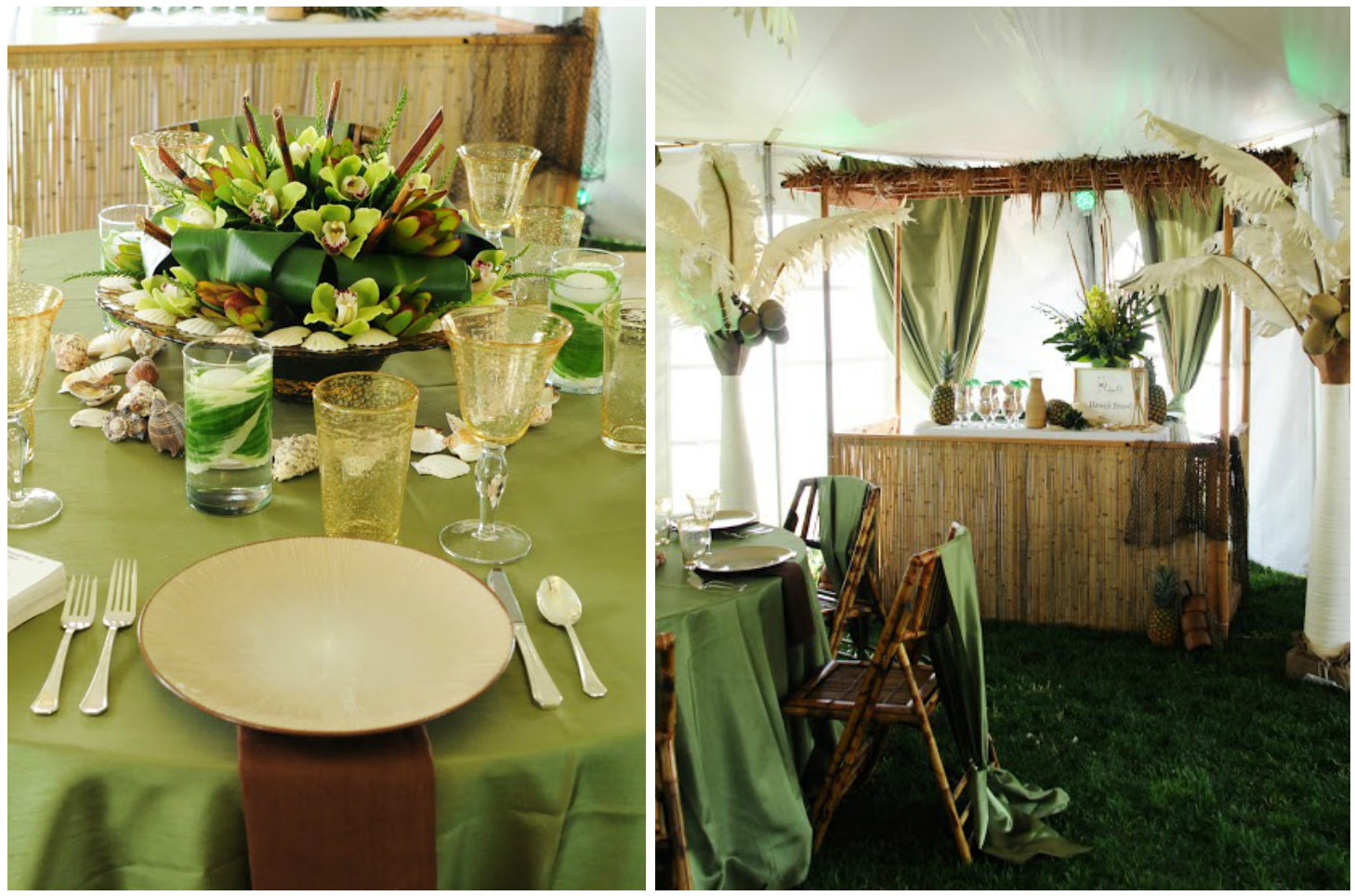 Pistachio Green Shantung Table Linen and Chair Tie | BBJ Linen