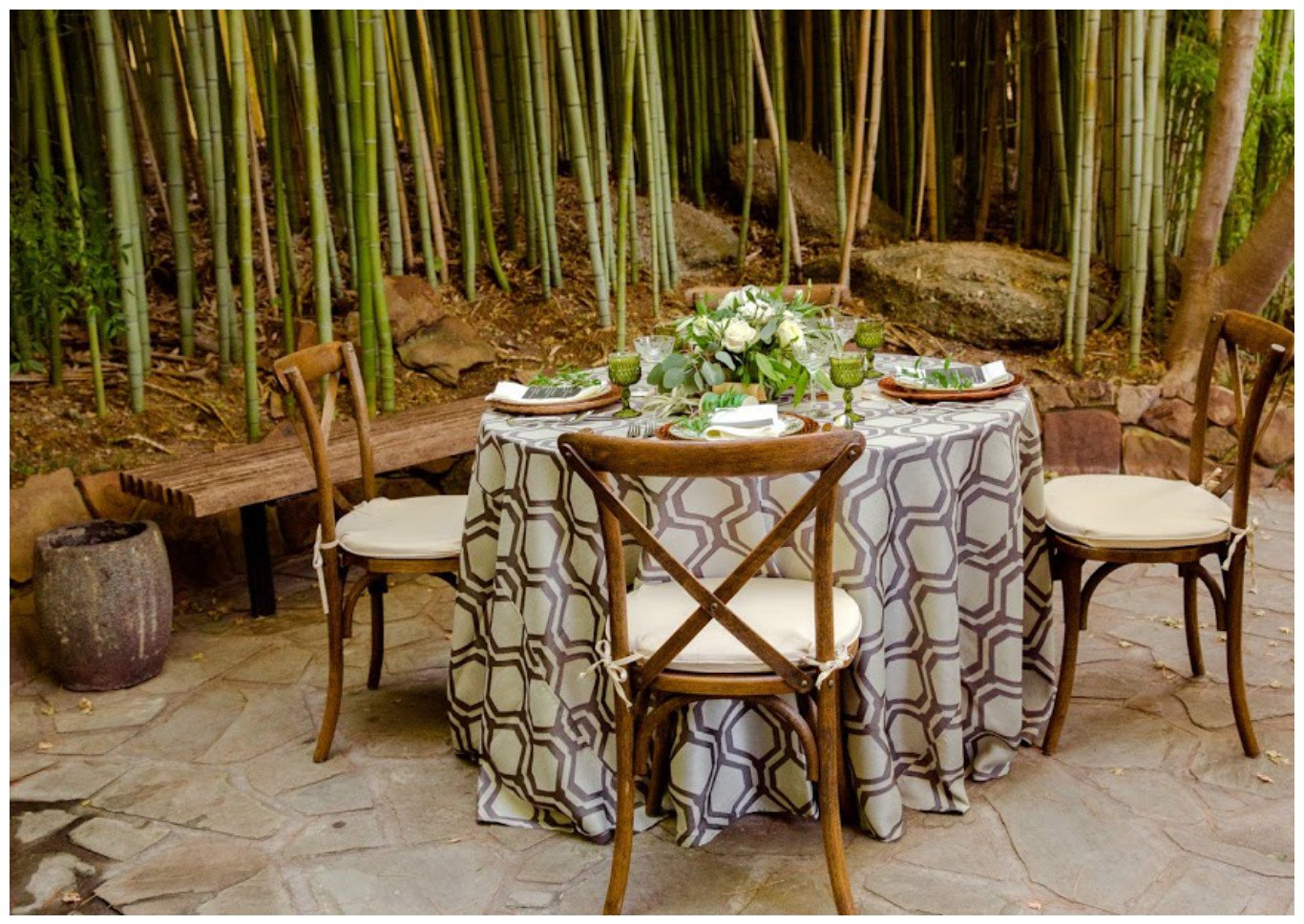 Honeycomb Pattern Tablecloth for Outdoor Wedding | BBJ Linen
