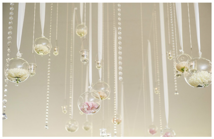 Flower Filled Glass Globes | BBJ Linen