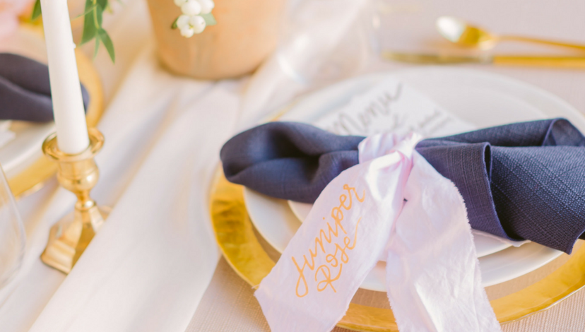 Navy Blue and Gold Accents Wedding | BBJ Linen